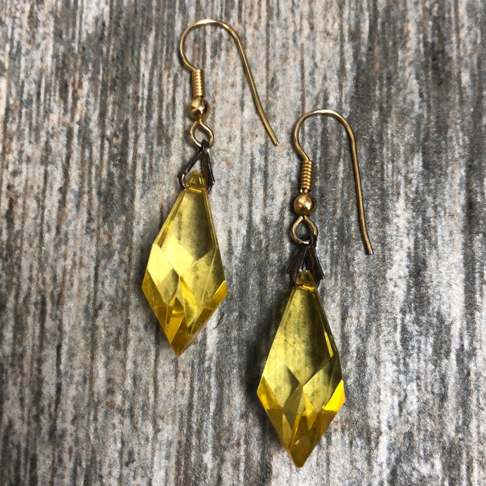 Yellow Crystal Drop Earrings